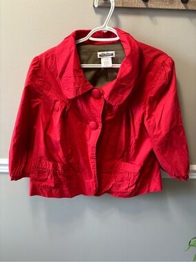 Vintage-Inspired Red Women's Button-Front Jacket